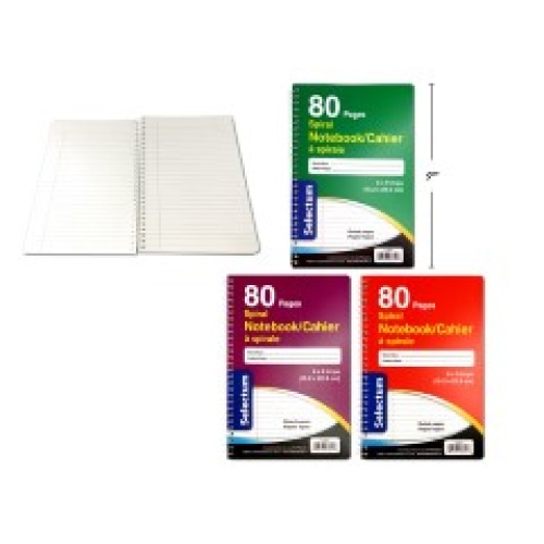 6x9 Coil Ex.Book 80 Page 3 Assorted Ruled Paper