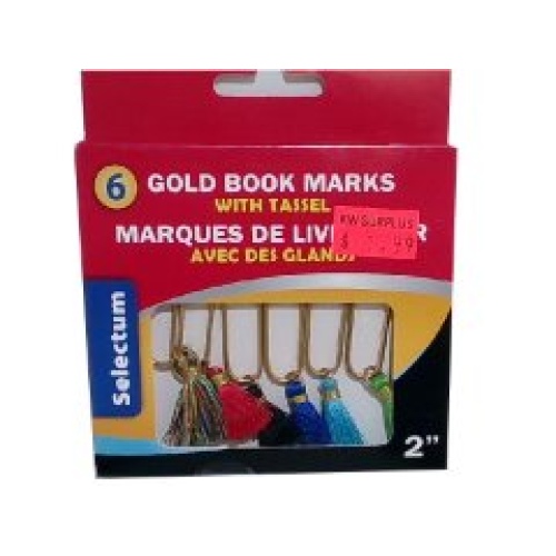 Gold Fashion Tassel Book marks 6pk. Selectum Ass't Colours