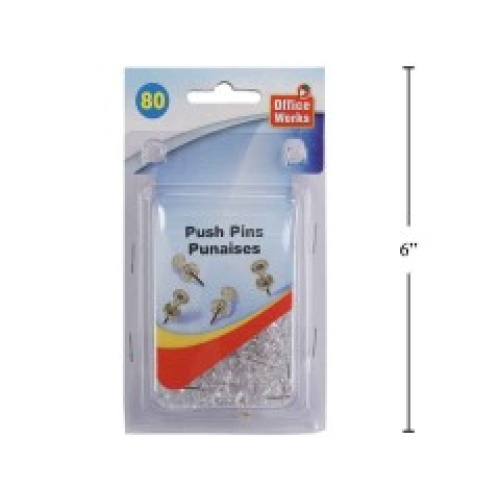 Push Pins clear 80 in a box