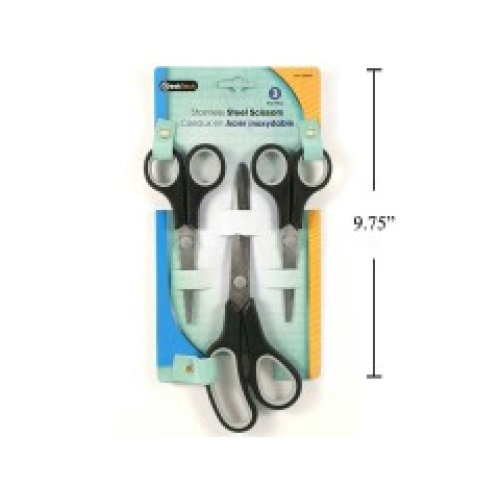 Scissors stainless steel 3 pc set desktech black/grey handles