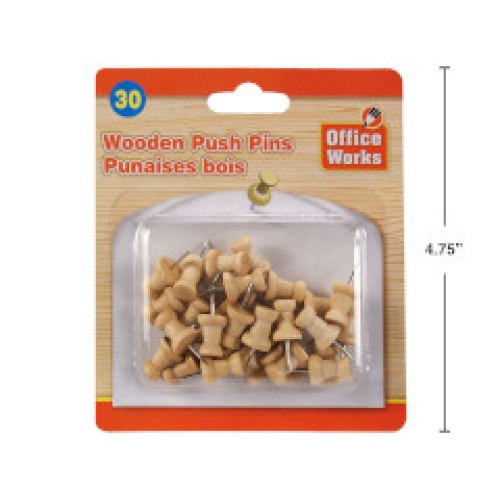 Wooden push pins 30 pack