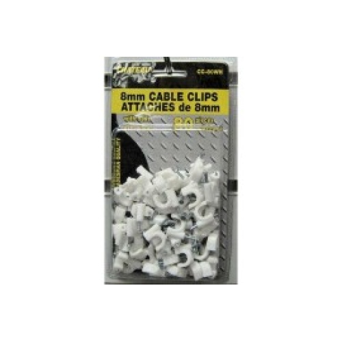 Clips Cable 8mm 80/pk. White