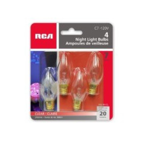 Night light replacement bulbs 7 watts 4 pack clear