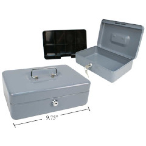 Cash Box Heavy duty grey 9.75x6.5x3 inch