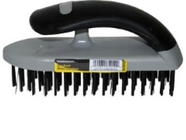 Wire brush carbon steel 5x18 row rubber handle