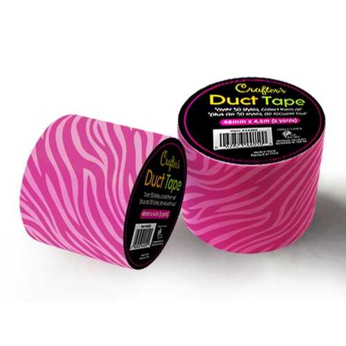 Crafters Duct Tape, Zebra Pink 48mm x 4.5M (5 Yards) Time 4 Crafts