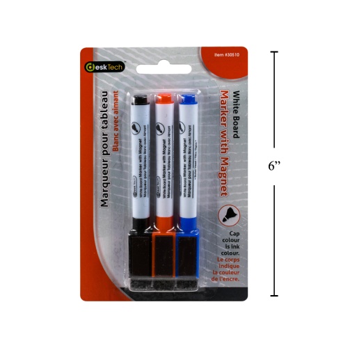 Whiteboard marker with magnet and eraser 3 colours desk tech