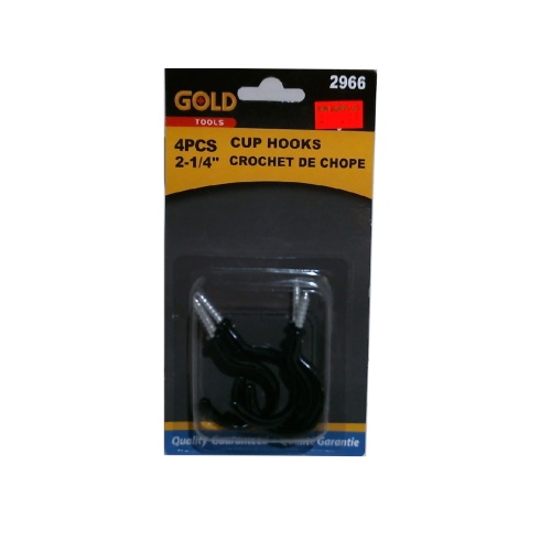 Cup hooks 2.25 inch 4 pack black