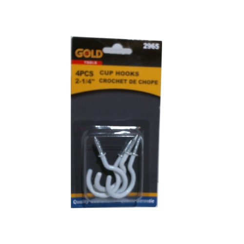 Cup hooks 2.25 inch 4 pack white