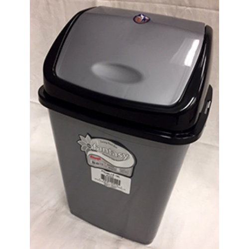 Garbage bin grey/black 18 litre plastic