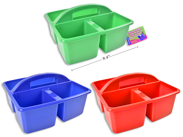 CLASSROOM CADDY 9.37X9.37X5 ASST COLORS W/HANDLE 3 SECTIONS ( 1 LARGE + 2 SMALL (23.8*23.8*12.5CM)\