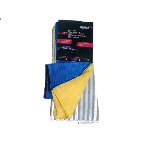 Automotive microfibre cloth pack of 3 - Kodiak 35x35cm and 30.5x30.5cm