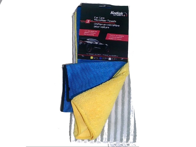 Automotive microfibre cloth pack of 3 - Kodiak 35x35cm and 30.5x30.5cm