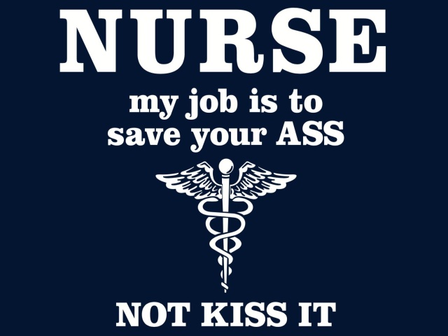 T-Shirt with print - Nurse Kiss My Ass - M