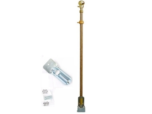 Flag pole 43-72 inch wood look aluminum pole with mounting hardware
