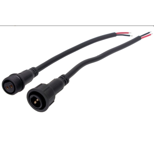 2/18 AWG electrical waterproof cable male/ female. 10A max. Length: 2 x 15 cm. 80°, 300V wire