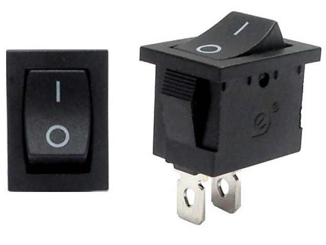 ON-OFF rocker switch S.P.S.T. - 10A 125VAC / 5A 250 VAC. - 2 pins  S.P.S.T.