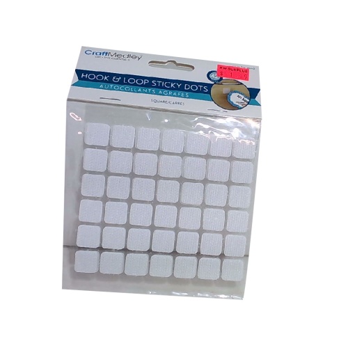3D Hook & Loop Sticky Dots 1/2 Square 42prs. Dual-Adhesive