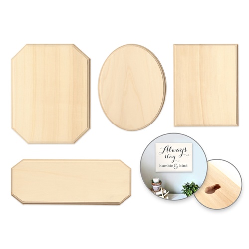 Wood Decor: Standard Plaques Rect/Oval/Cut-Away/Sign Asst 4styles 12 Each x 4 Styles