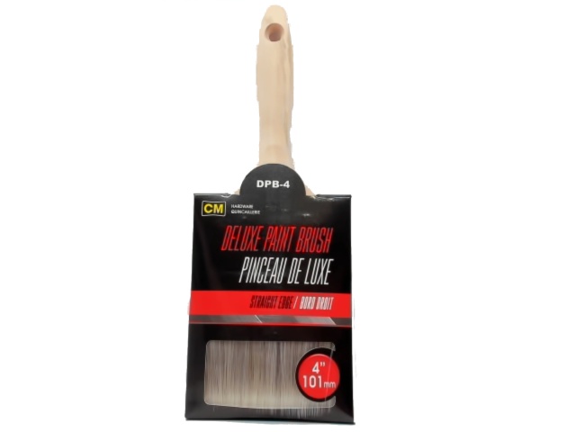 Paint brush 4 inch deluxe straight edge polyester with wooden handle