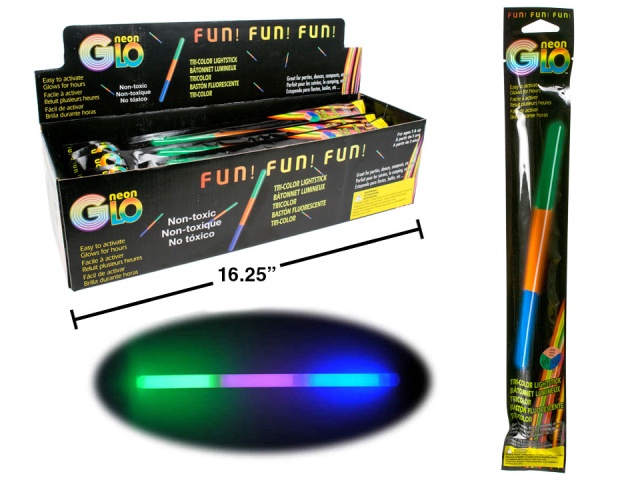 Neon Glo 12 Tri-colour Glow Stick, foil bag\