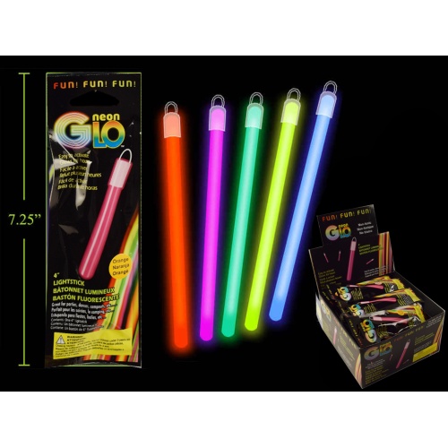 Neon Glo 4 Light Stick & Necklace, 5 col., foil pack