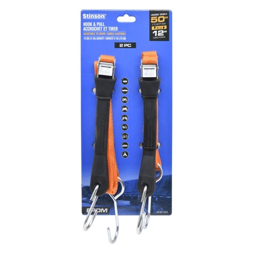 2PC Hook & Pull Adjustable Tie Down With J & S Hooks 0.8in x 4ft