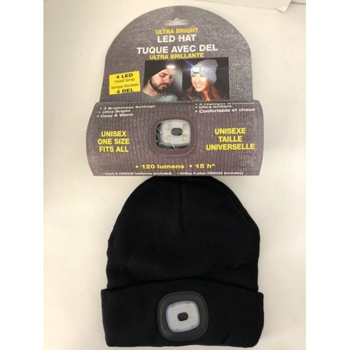 Toque black with 4 LED headlamp built in