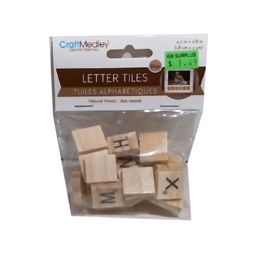 1.8CMX2CM. Letter Tiles 26/pk. Natural
