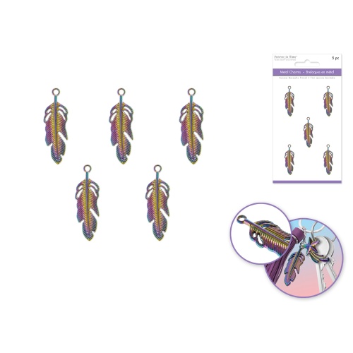 Paper Craft Emb: A/B Finish Metal Charms Themed D) Feather