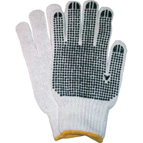 Glove cott knit{M]blk dots yellow6.99doz