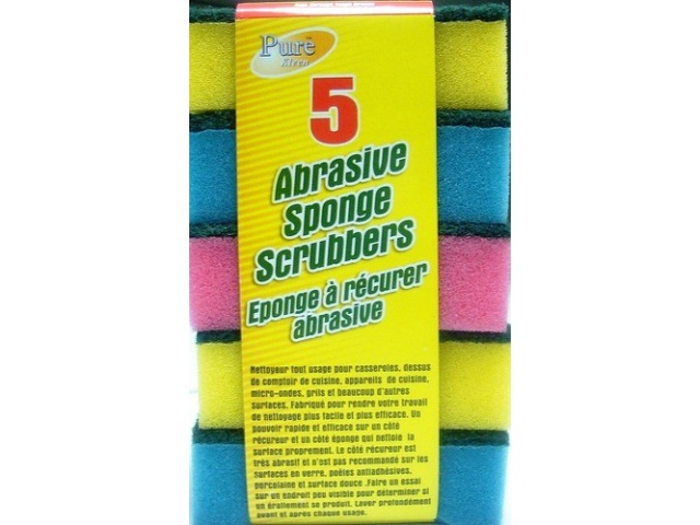 Sponge abrasive scrubbers 5 pack Assorted colours