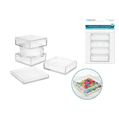Craft Storage: Mini Plastic Containers x4 for Glitter/Sand/Beads/Findings