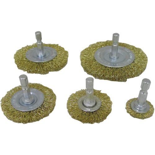 Wire wheel brass brush set 5 pc - for cleaning and paint or rust removal