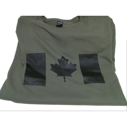 T-Shirt Canada flag olive drab - Large