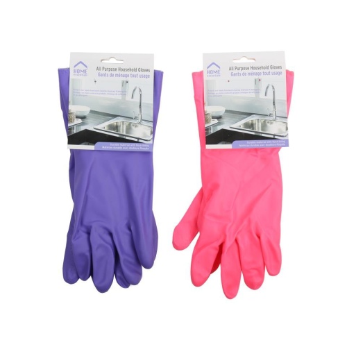.E. ALL PURPOSE HOUSEHOLD GLOVES, HEADER CARD, 2/C, BLK & PINK