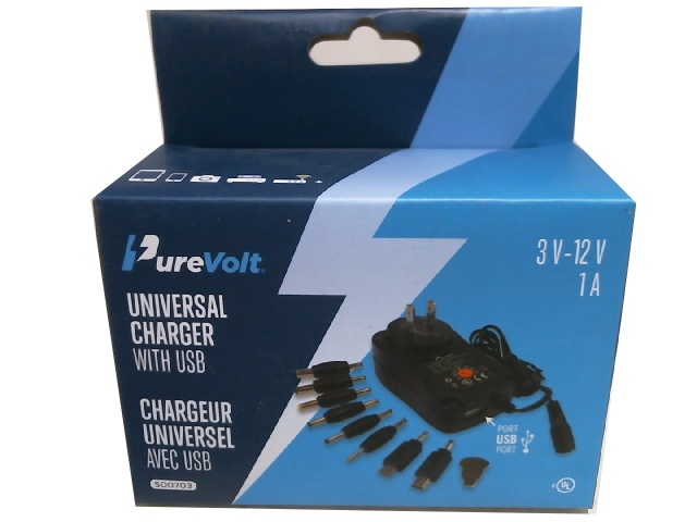 Universal Charger w/USB 3V-12V 1A Purevolt