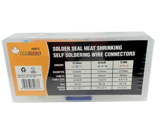Solder Seal Wire Connectors 50pk. Heat Shrinking Self Soldering Prograde