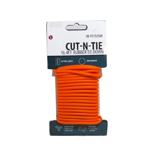 Tie Down Rubber 5mm X 16.4' Orange Cut-n-tie