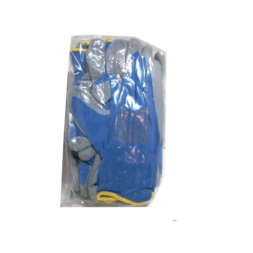 Work Gloves Cotton Polyester Grey/Blue Rubber Palm Small