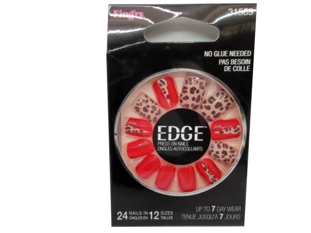 Press-On Nails 24pk. Red & Leopard Print Fing\'rs