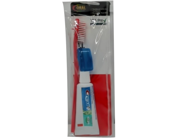 Oral Care Travel Kit Toothbrush w/Cap, Toothpaste & Bag Carry On Approved