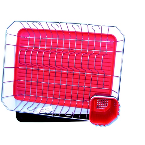 Assorted dishracks , black , white and red