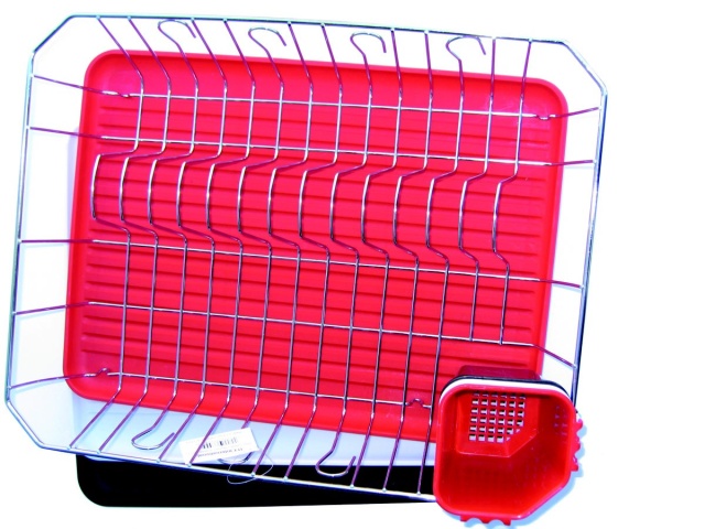 Assorted dishracks , black , white and red