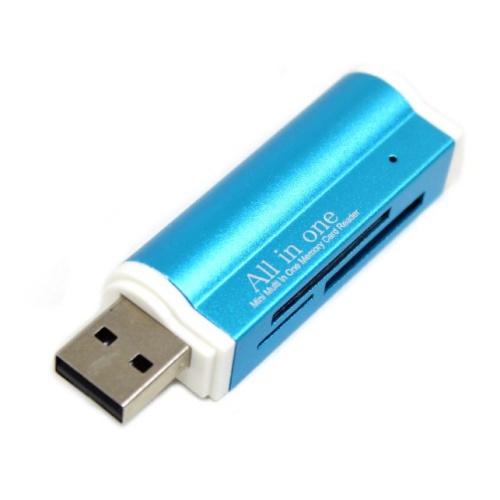 Card reader SD, mini SD, micro SD, MS, USB 2.0 - blue
