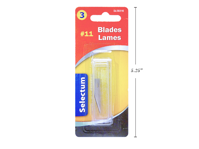 3 PC #11 REFILL BLADES FOR #1 PRECISION CUTTER IN PLASTIC CASE ( FITS ALL A\' HANDLES)