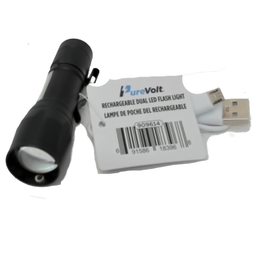 Flashlight Mini Rechargeable Dual LED w/Belt Clip Purevolt
