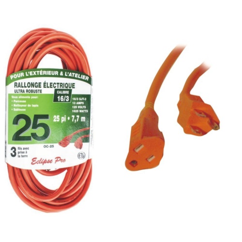 HD Grounded 25 ft electrical extension CSA orange