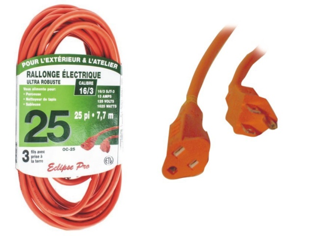 HD Grounded 25 ft electrical extension CSA orange