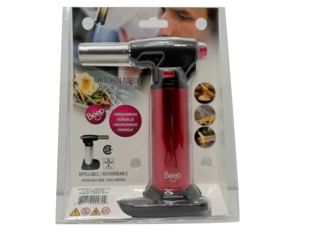 Kitchen Torch Red w/Removable Base Refillable Beep